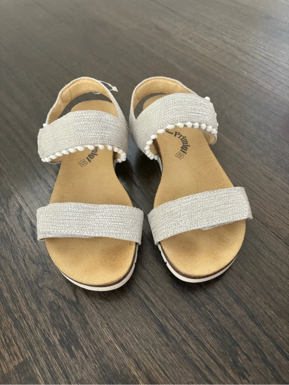 PRIMIGI Girls’ Leather Sandals in Silver Italian Premium Quality Shoes Size 2.5